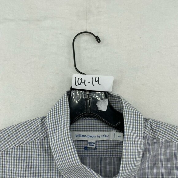 Brilliant Colours by Velour Button Shirt Men’s Sz S Blue Plaid Roll-Tab Pockets - Picture 12 of 12